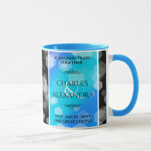 Caneca Aniversário de Casamento de Topaz Azul Elegante 4