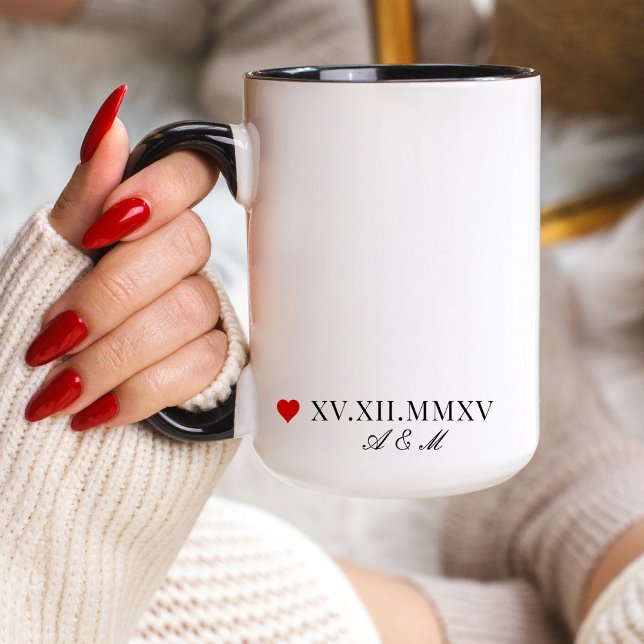 Caneca Aniversário de Data Numérica Romana Personalizada (Criador carregado)