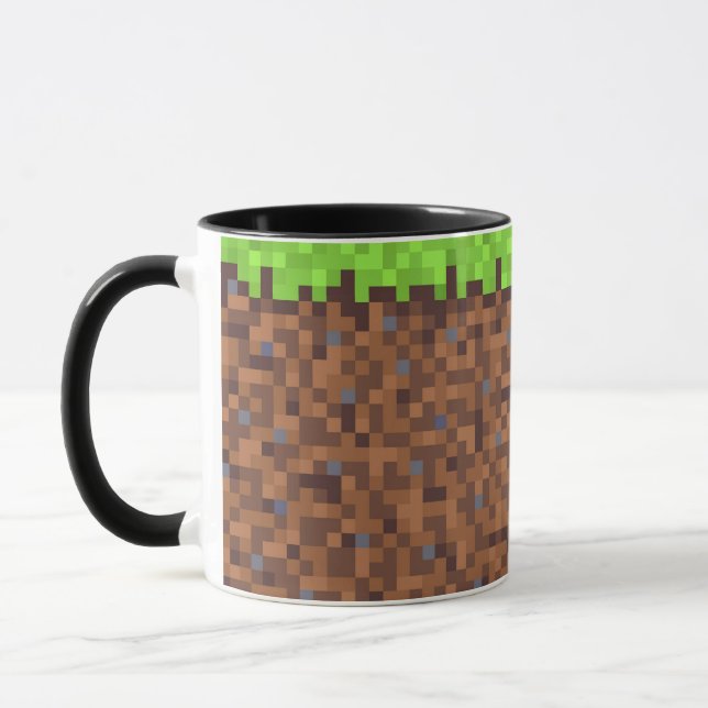 Caneca Aniversário de gamer com grama pixel (Esquerda)