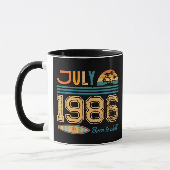 Caneca Aniversário de Julho Ano Personalizado  (Esquerda)
