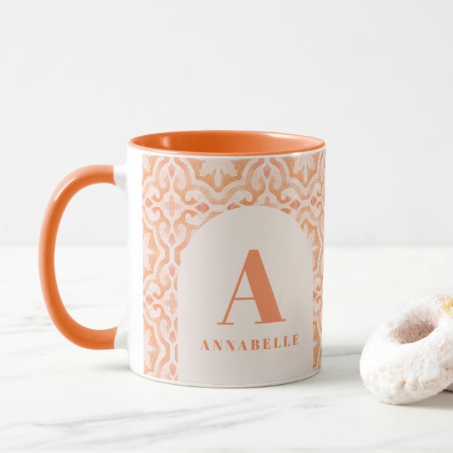 Caneca Aniversário de pêssego do pastel-d'água da Boêmia (Com Donut)