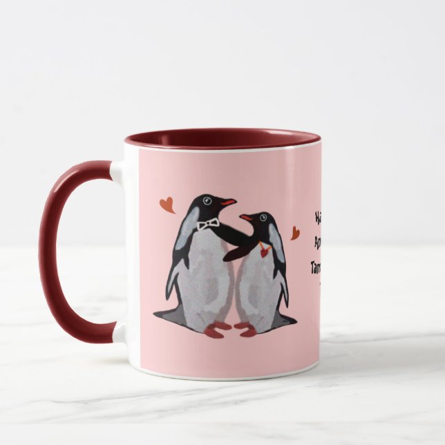Caneca Aniversário do amor do pinguim 25o (Esquerda)