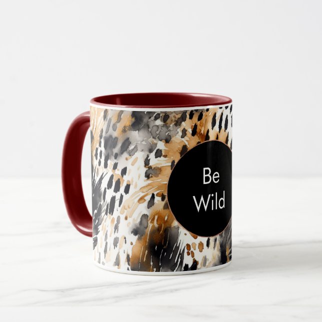 Caneca Aniversário do Animal Leopardo Negro Branco (Frente Esquerda)