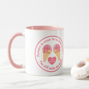 Caneca Aniversário do desenho animado de kawaii, um cone