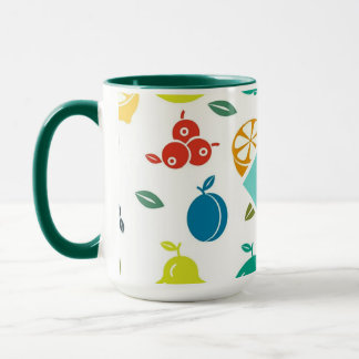 Caneca Aniversário do Monograma de Frutas Coloridas Branc