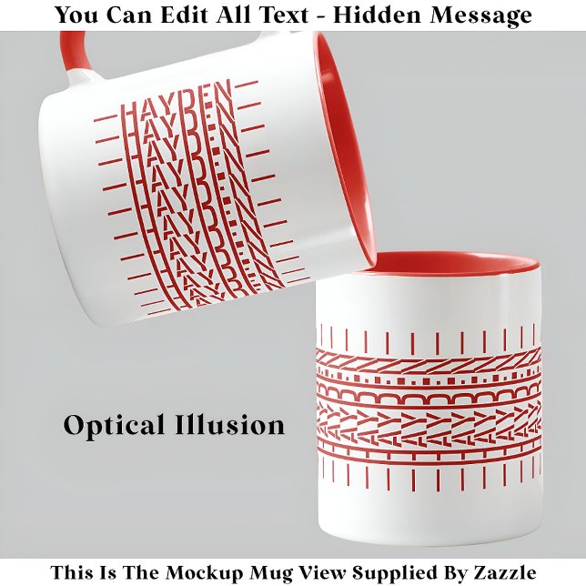 Caneca Aniversário do Red Name Hidden Message Trendy Mug  (Criador carregado)