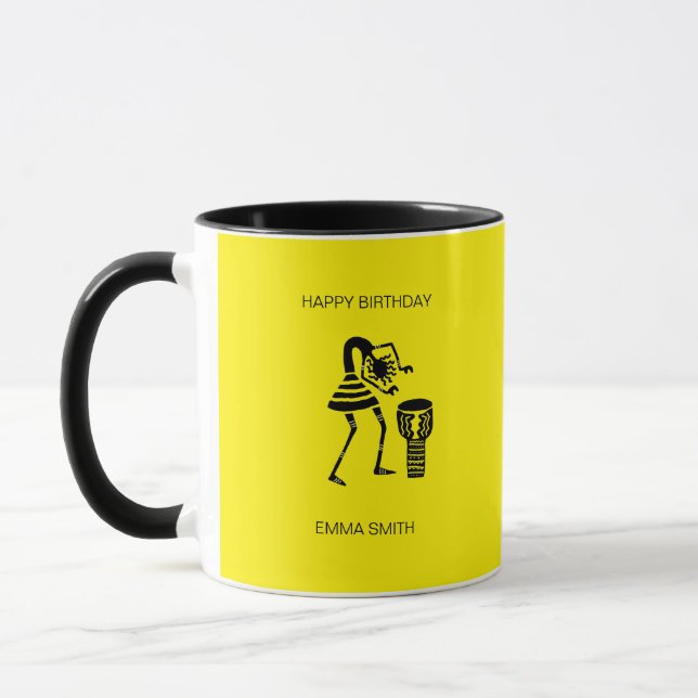 Caneca Aniversário, Silhouette, Uma Garota De Bebida Espa (Esquerda)