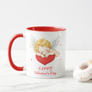 Caneca Anjo coquete querubim coração Feliz Dia dos Namora