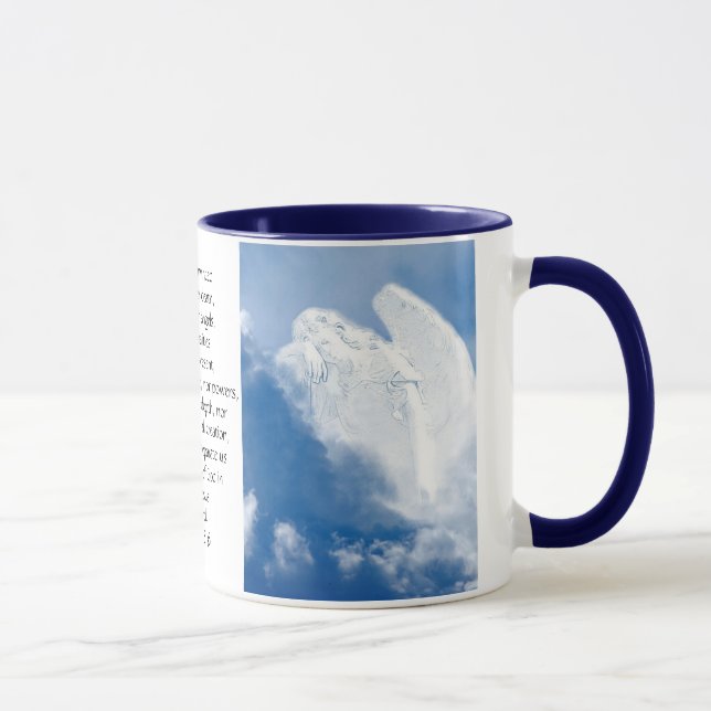 Caneca Anjo De Escrituras Inspiracional Em Nuvens, Romano (Direita)
