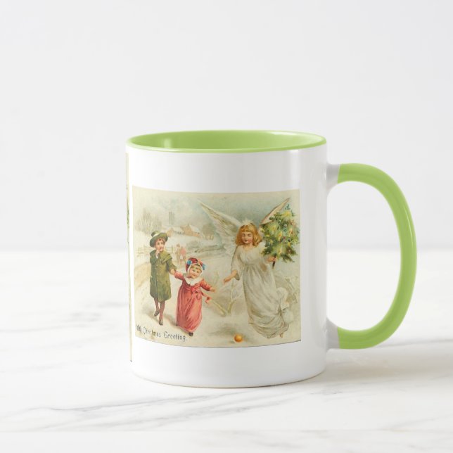 Caneca Anjo de Natal com crianças (Direita)