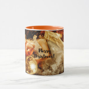 Caneca Anjo dormindo sob o Cosmos "Feliz Natal"
