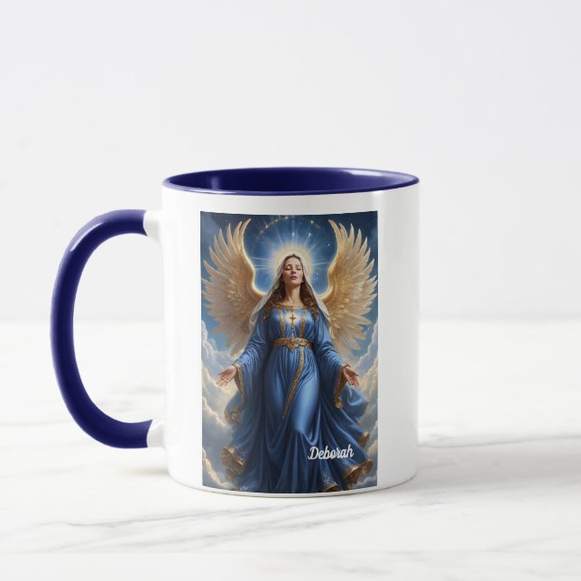 Caneca Anjo Guardião Celestial com palhaço azul (Esquerda)