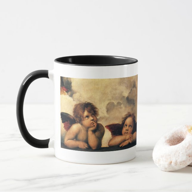 Caneca Anjos da Madona Sixtina por Raphael Sanzio (Com Donut)