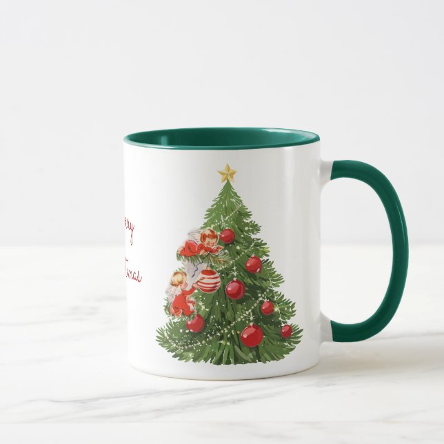 Caneca Anjos Decorando a Árvore de Natal (Direita)