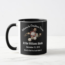 Caneca Anjos, Joias e Flores Reluzentes em Preto