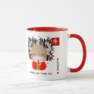 Caneca Ano Chinês do Ox Presente de Ano e Nome Personal