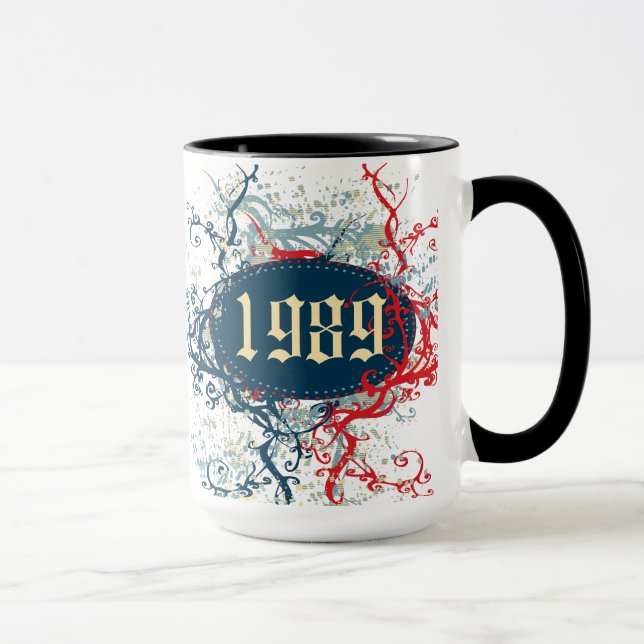Caneca Ano de Aniversário de 1989 ou Desde 1989 ou Feito  (Direita)