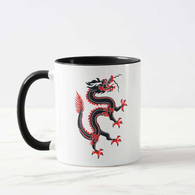 Caneca Ano do Dragão - Vermelho, Preto e Branco (Esquerda)