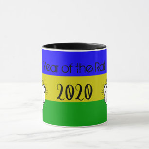 Caneca Ano do mouse Rat 2020 com texto