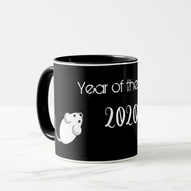 Caneca Ano do mouse Rat 2020 com texto (Frente Esquerda)