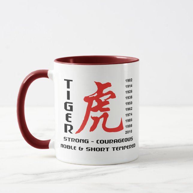 Caneca Ano do presente chinês da astrologia do tigre (Esquerda)