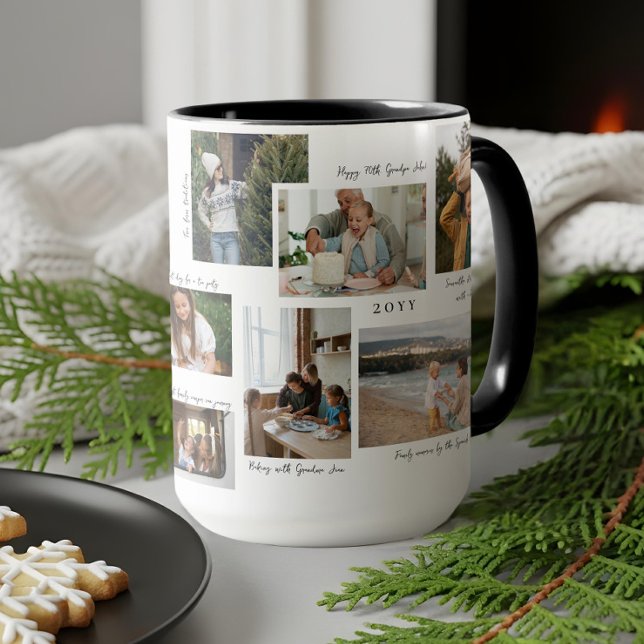 Caneca Ano em Momentos 11 Colagem de Fotos e Legendas da  (Year in Moments 11 Family Photo Collage & Captions Mug)