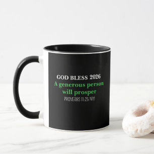 Caneca Ano Novo 2026 Bênçãos Festivo Simples Preto