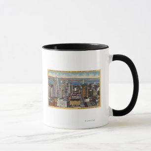 Caneca Antena do centro, opinião da ponte da baía