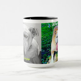 Caneca Antes do café, depois do café, com sono vs cachorr