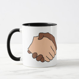 Caneca Anti-Racista de aperto de mão preto e branco