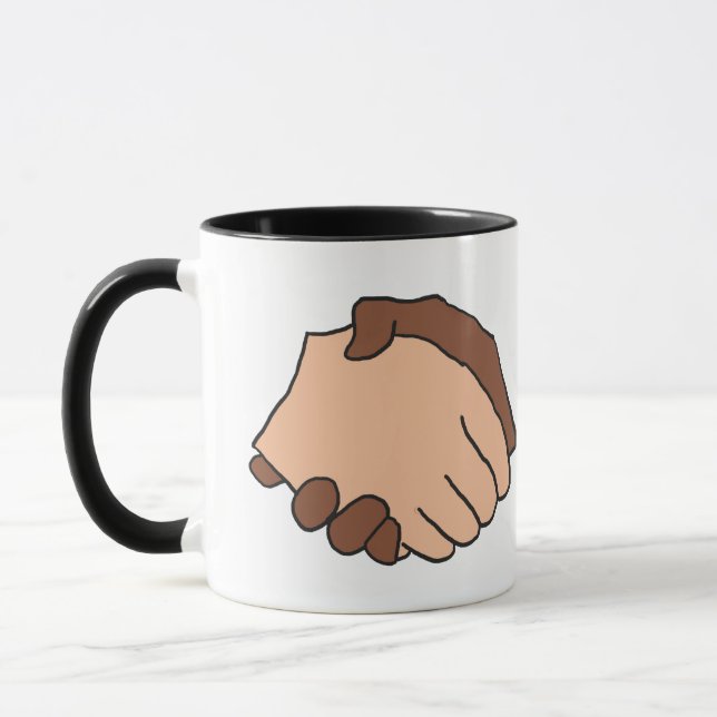 Caneca Anti-Racista de aperto de mão preto e branco (Esquerda)
