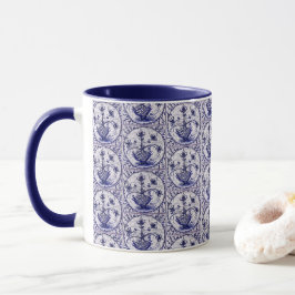Caneca Antigo azulejo Norte-Alemão, azulejo cerâmico vint