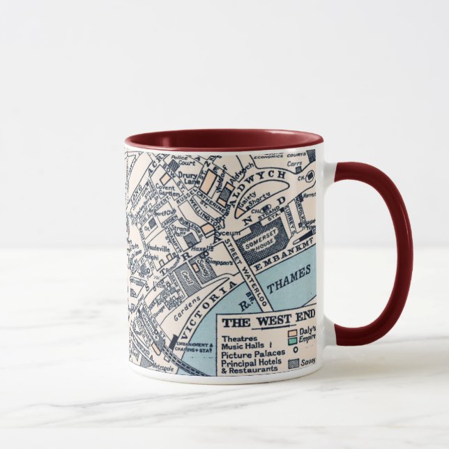 Caneca Antigo mapa do West End London (Direita)