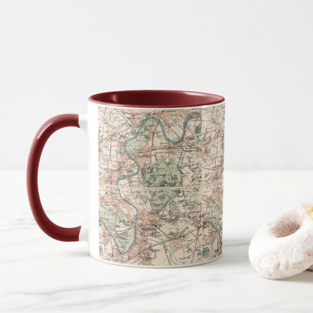 Caneca Antiguamente Mapa de Londres Tâmisas (Com Donut)
