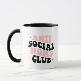 Caneca Antisocial Mãe Club Retro Pink Typografia Mug