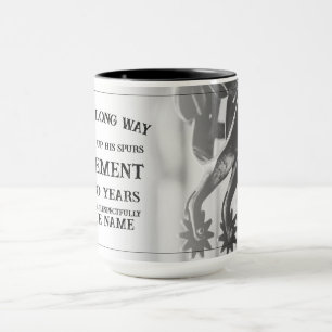 Caneca Anúncio de aposentadoria com esporas velhas