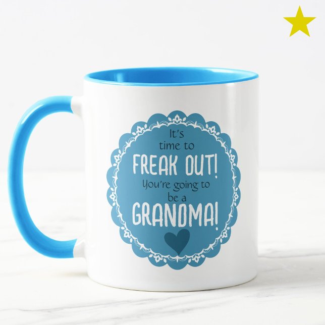 Caneca Anúncio de Gravidez de Menino Nova Vovó  (Criador carregado)