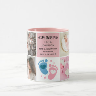 Caneca Anúncio de Nascimento Personalizado 8 Fotos natal