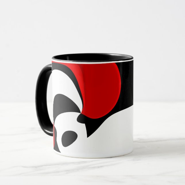 Caneca Ao Sr. Redd: Abstrato Preto, Branco e Vermelho (Frente Esquerda)