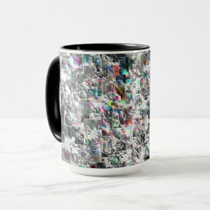 Caneca Aparência colorida como recortes quadrados de DVD,