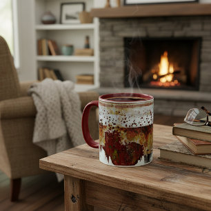 Caneca aparência de louça esmaltada com gotejamento de ti