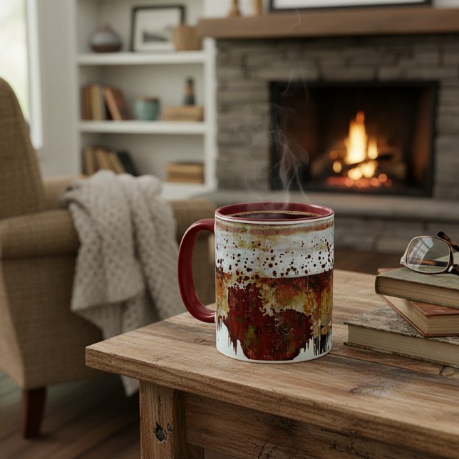 Caneca aparência de louça esmaltada com gotejamento de ti (Criador carregado)