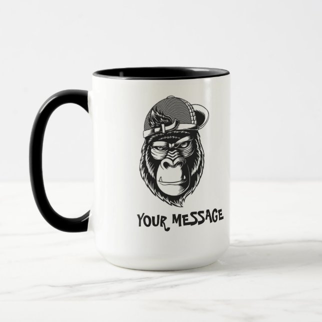 Caneca Ape de Cinza preto e branco (Esquerda)