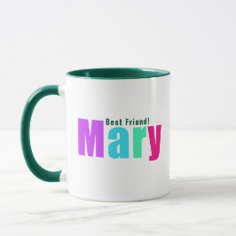 Caneca Apenas Elegante Colorida Nome "Mary", Personalizad