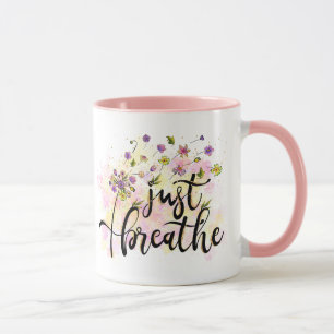 Caneca Apenas Respire Flores Inspiração de Autocuidado Yo