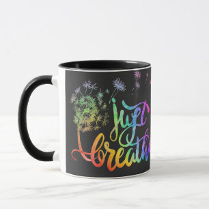Caneca Apenas respire sopro de dandelion no vento