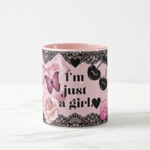 Caneca Apenas Uma Garota Coquette Girly Arco Pink Black M