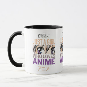 Caneca Apenas uma garota que ama anime Vintage Manga Kawa