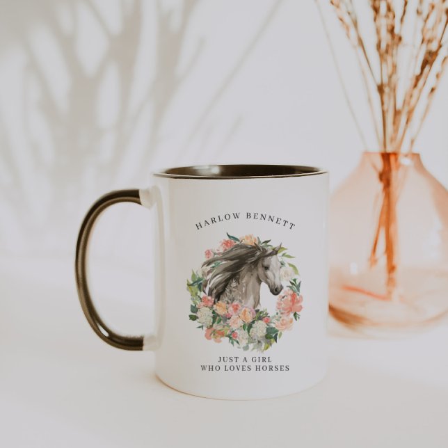 Caneca Apenas uma garota que ama cavalos | Monograma (Criador carregado)
