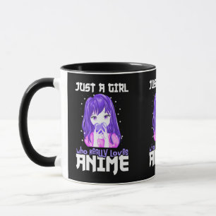 Caneca Apenas uma garota que realmente ama anime em roxo
